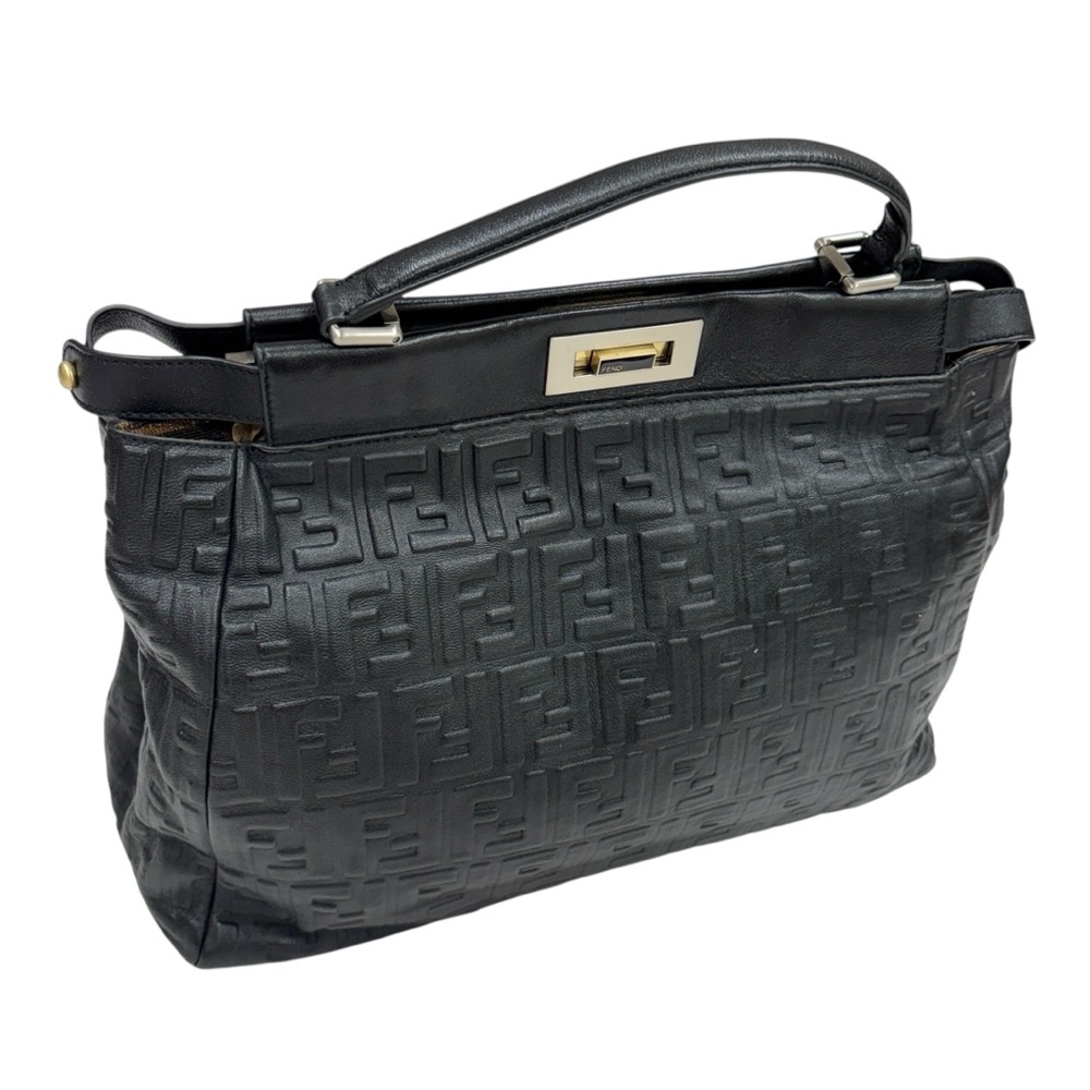 Fendi Peekaboo Large Black Satchel Tote Leather Shoulder Hand Business Handle - Picture 11 of 16
